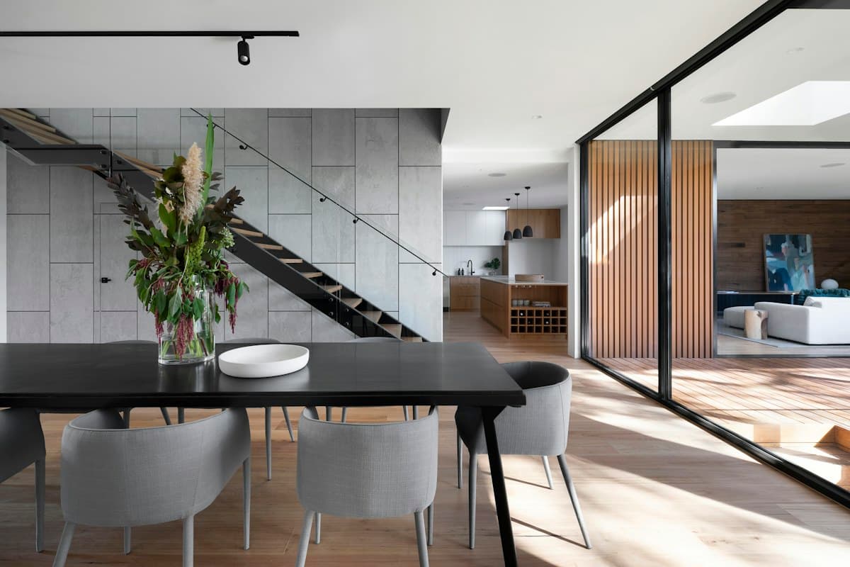 Modern interior with finished walls, floors and joinery